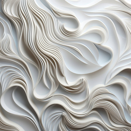 Abstract white paper wave curve lines design, luxury texture with smooth and clean subtle background.の素材