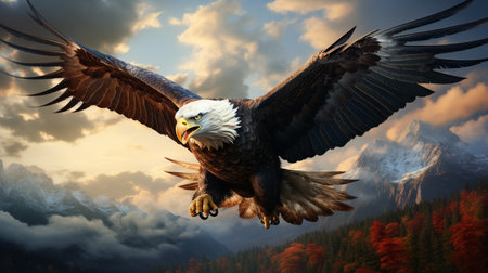 Mature American Bald Eagle, Portrait of wildlife.の素材