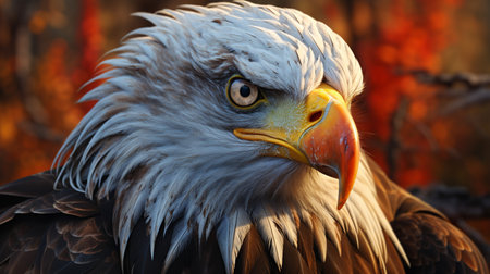Mature American Bald Eagle, Portrait of wildlife.の素材