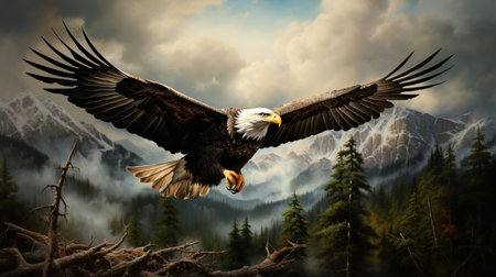 Mature American Bald Eagle, Portrait of wildlife.の素材