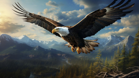 Mature American Bald Eagle, Portrait of wildlife.の素材