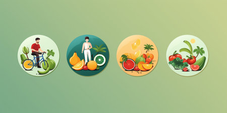 Simple abstract flat style art set, relax, meditation and yoga concept, healthy life, maintaining balance lifestyle.の素材