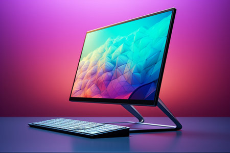 3d illustration of Desktop Computer-Colorful Monitor Screen, product design.の素材