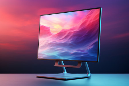 3d illustration of Desktop Computer-Colorful Monitor Screen, product design.の素材