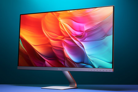 3d illustration of Desktop Computer-Colorful Monitor Screen, product design.の素材