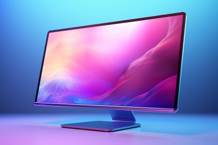 3d illustration of Desktop Computer-Colorful Monitor Screen, product design.の素材