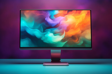 3d illustration of Desktop Computer-Colorful Monitor Screen, product design.の素材