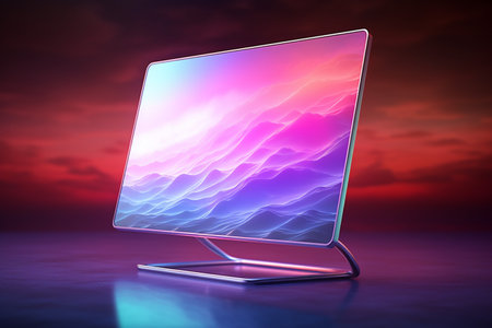 3d illustration of Desktop Computer-Colorful Monitor Screen, product design.の素材