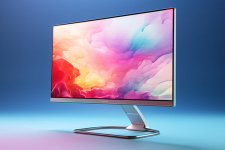 3d illustration of Desktop Computer-Colorful Monitor Screen, product design.の素材