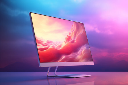 3d illustration of Desktop Computer-Colorful Monitor Screen, product design.の素材