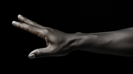 Hand gesture isolated on black background.の素材