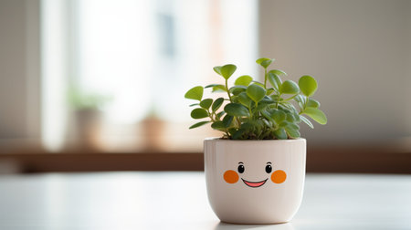 Indoor Small plant in pot on background, copy space, AI Generated, copy spaceの素材