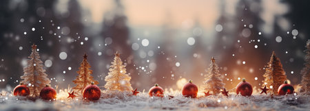 Winter scenery, Merry Christmas background, copy space, greeting card, AI Generativeの素材