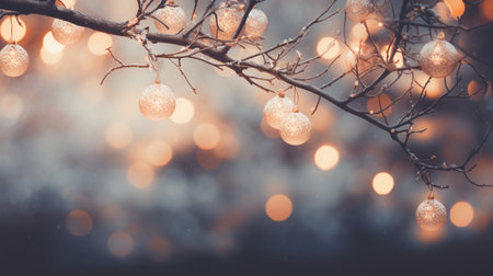 Winter scenery, Merry Christmas background, copy space, greeting card, AI Generativeの素材