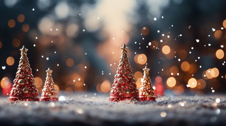 Winter scenery, Merry Christmas background, copy space, greeting card, AI Generativeの素材