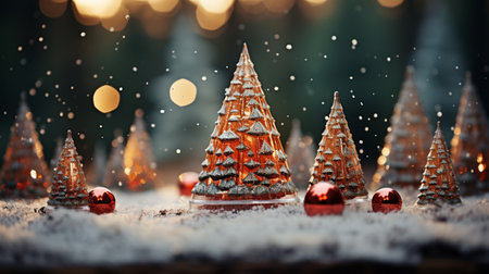 Winter scenery, Merry Christmas background, copy space, greeting card, AI Generativeの素材