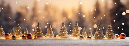 Winter scenery, Merry Christmas background, copy space, greeting card, AI Generativeの素材