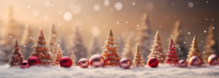 Winter scenery, Merry Christmas background, copy space, greeting card, AI Generativeの素材