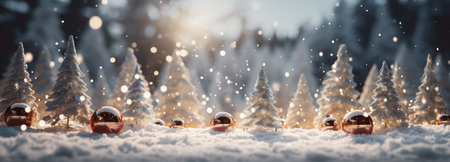 Winter scenery, Merry Christmas background, copy space, greeting card, AI Generativeの素材