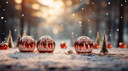 Winter scenery, Merry Christmas background, copy space, greeting card, AI Generativeの素材