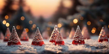 Winter scenery, Merry Christmas background, copy space, greeting card, AI Generativeの素材