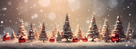 Winter scenery, Merry Christmas background, copy space, greeting card, AI Generativeの素材