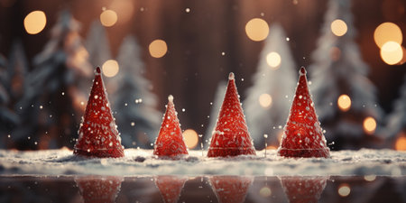 Winter scenery, Merry Christmas background, copy space, greeting card, AI Generativeの素材