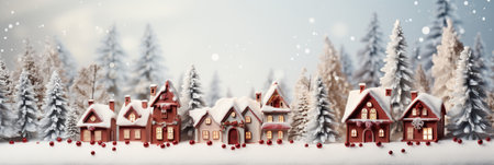 Winter scenery, Merry Christmas background, copy space, greeting card, AI Generativeの素材
