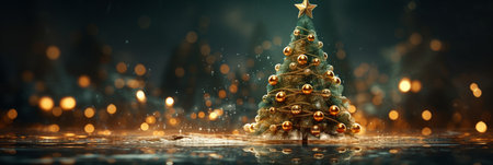 Winter scenery, Merry Christmas background, copy space, greeting card, AI Generativeの素材