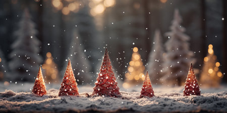 Winter scenery, Merry Christmas background, copy space, greeting card, AI Generativeの素材