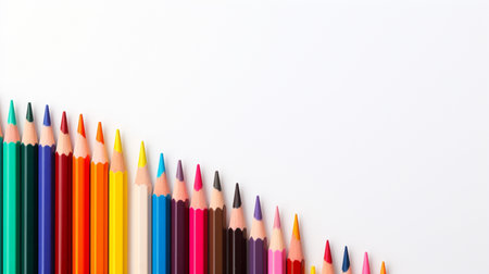 Colored pencils arranged with copy space for text, word, back to school and educational concept.の素材