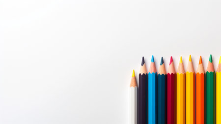 Colored pencils arranged with copy space for text, word, back to school and educational concept.の素材