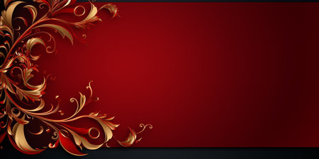 Abstract Shiny Luxury Frame, Red and Gold Color, Premium gift design, Party, invitation card, copy space for text, word.の素材