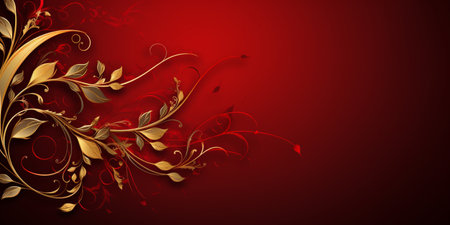 Abstract Shiny Luxury Frame, Red and Gold Color, Premium gift design, Party, invitation card, copy space for text, word.の素材
