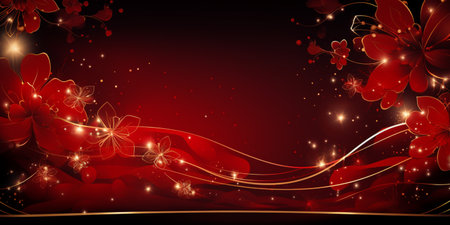Abstract Shiny Luxury Frame, Red and Gold Color, Premium gift design, Party, invitation card, copy space for text, word.の素材