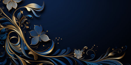 Abstract Shiny Luxury Frame, Midnight blue and Gold Color, Premium gift design, Party, invitation card, copy space for text, wordの素材