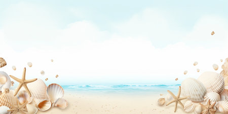 Abstract Beach Frame, beach Color palette, Premium gift design, Party, invitation card, copy space for text, word.の素材