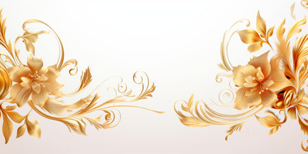 Abstract Shiny Luxury Frame, Gold Color on white background, Premium gift design, Party, invitation card, copy space for text, word.の素材
