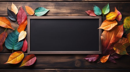 Blank black chalkboard, School education, back to school concept, copy spaceの素材