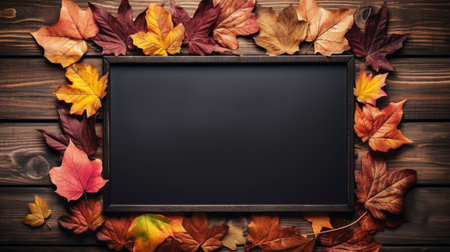 Blank black chalkboard, School education, back to school concept, copy spaceの素材
