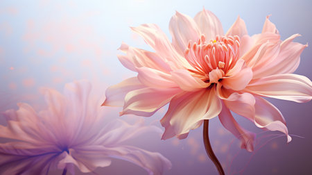 Beautiful Romantic scene - pink flower blossom in nature garden with clear sky, copy space.の素材