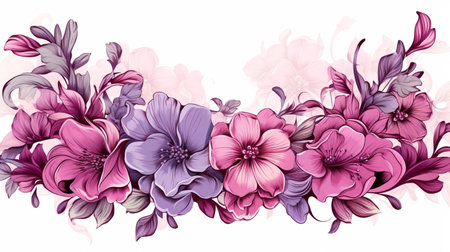 Flower frame Watercolor art style, copy space for text, wedding and greeting card.の素材
