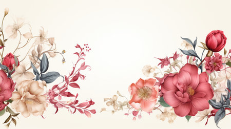 Flower frame Watercolor art style, copy space for text, wedding and greeting card.の素材