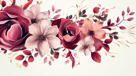 Flower frame Watercolor art style, copy space for text, wedding and greeting card.の素材