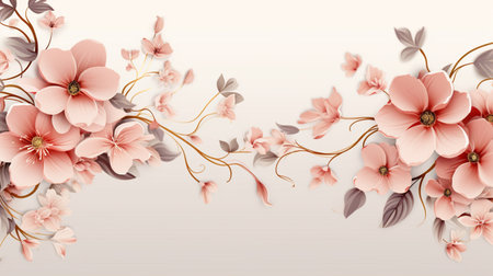Flower frame Watercolor art style, copy space for text, wedding and greeting card.の素材