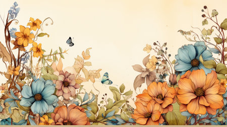 Flower frame Watercolor art style, copy space for text, wedding and greeting card.の素材