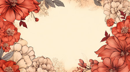 Flower frame Watercolor art style, copy space for text, wedding and greeting card.の素材
