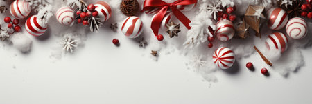 Christmas wrapping present, gift box with ribbon, copy space, AI Generativeの素材