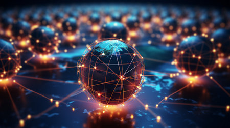 Global networking connection, Metaverse Technology, digital communication data exchanges, innovation futuristic cyber techの素材