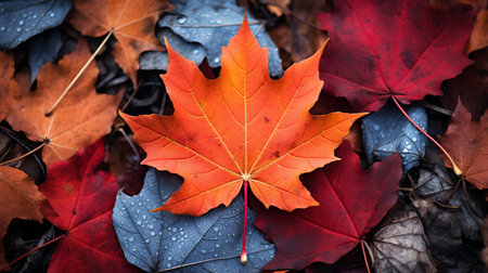 Colorful autumn leaves background, Multicolor maple leaves background. High quality resolution picture.の素材